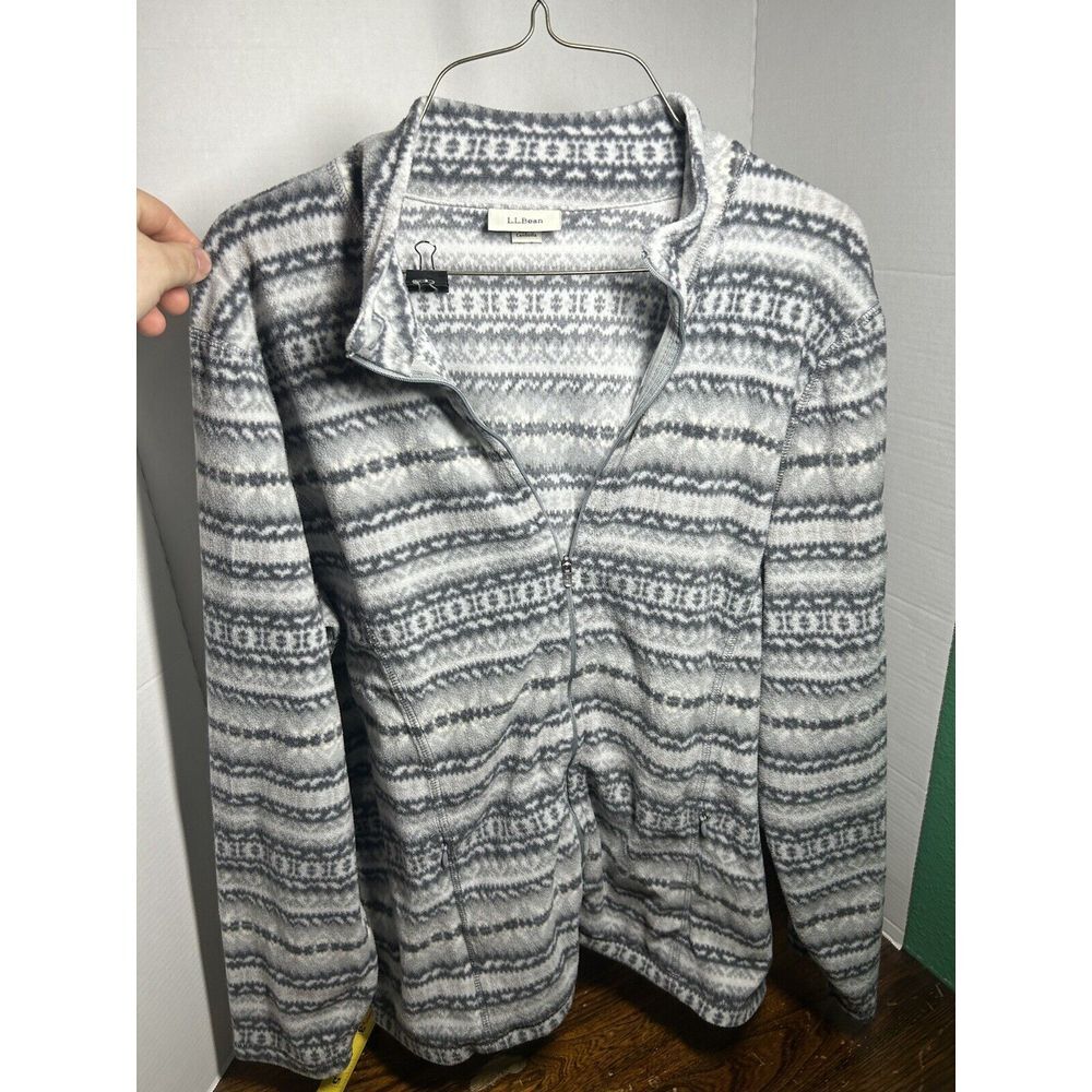LL Bean Grey Fair Isle Print XL Sweater